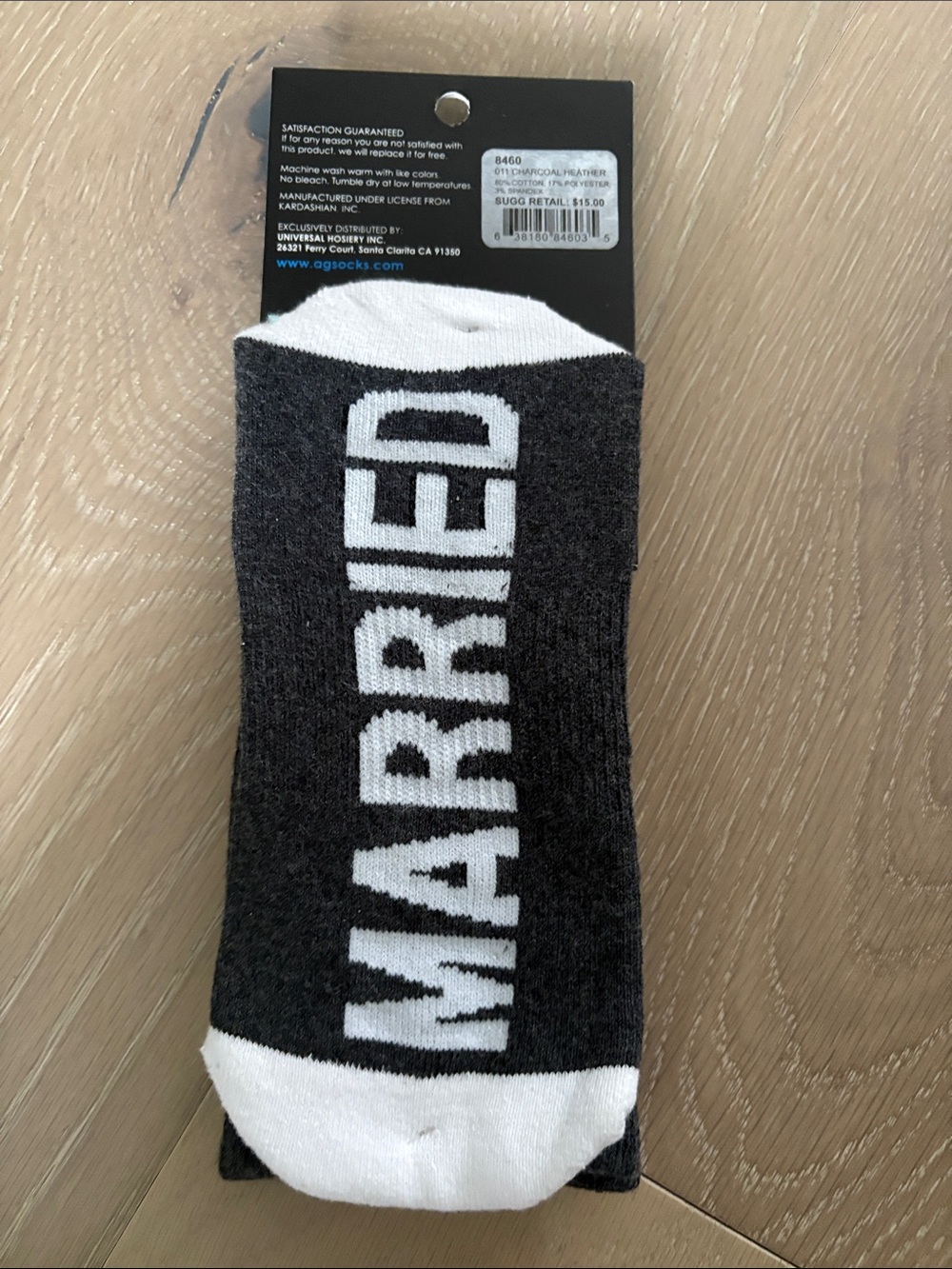 Arthur George Gray and White 'JUST MARRIED' Socks